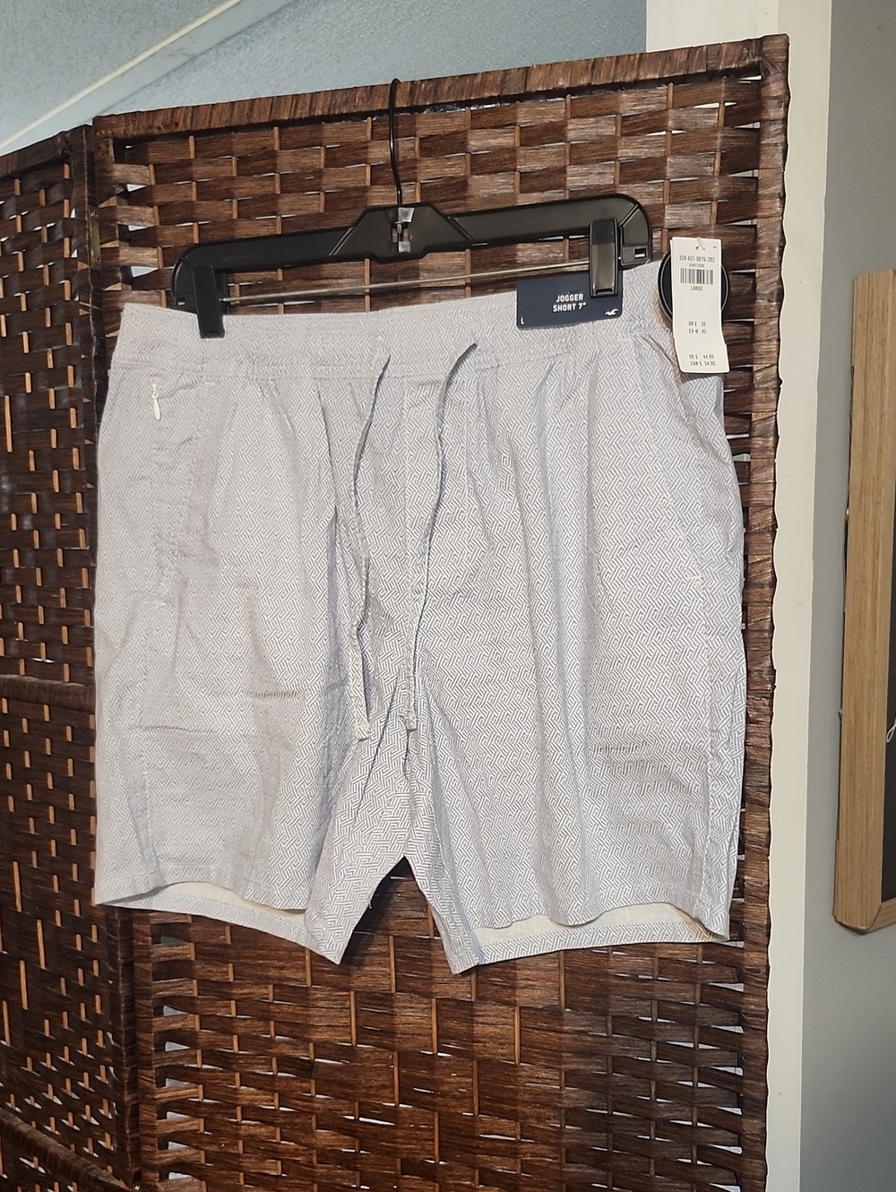 Hollister Light Blue Geo-Pattern Men's Athletic Shorts